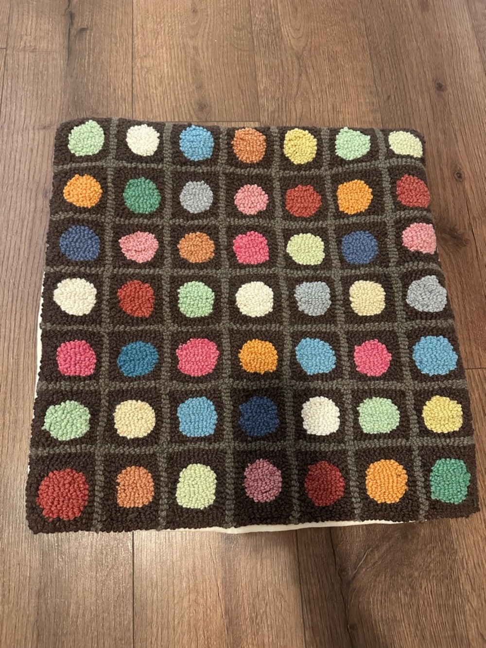 Garnet Hill wool pillow cover with Multicolor Dots